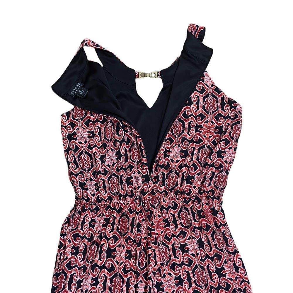 ENFOCUS Studio Red Black Print Sleeveless Jumpsuit Size 10 - Picture 8 of 16